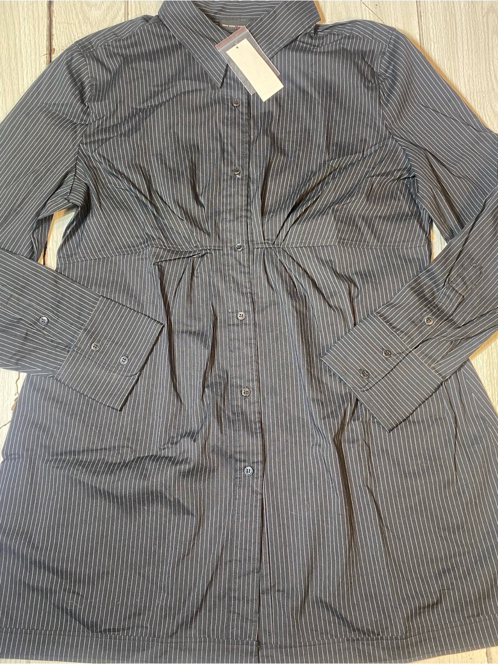 NWT New York & Company Dress Shirt Dress Women’s Size 18 Pinstripe